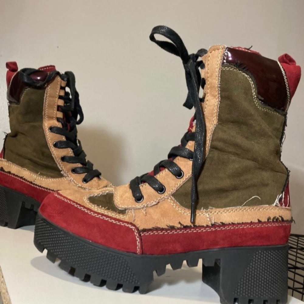 Colorblock Patchwork Chunky Platform Boots - image 3